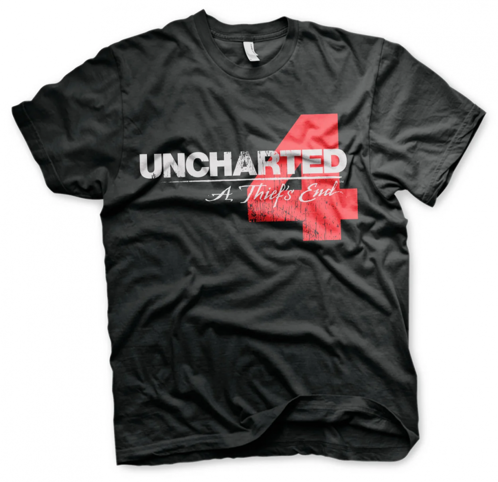 UNCHARTED 4 - T-Shirt Distressed Logo - Black (L)